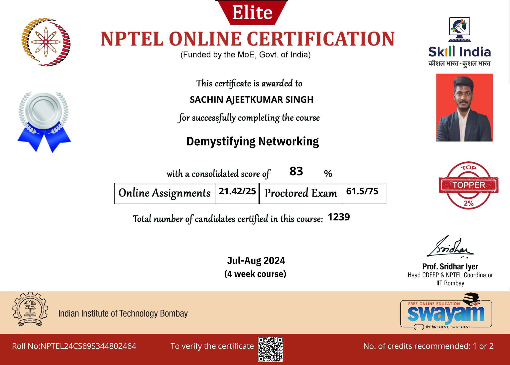 NPTEL: Demystifying Networking (IIT Bombay)