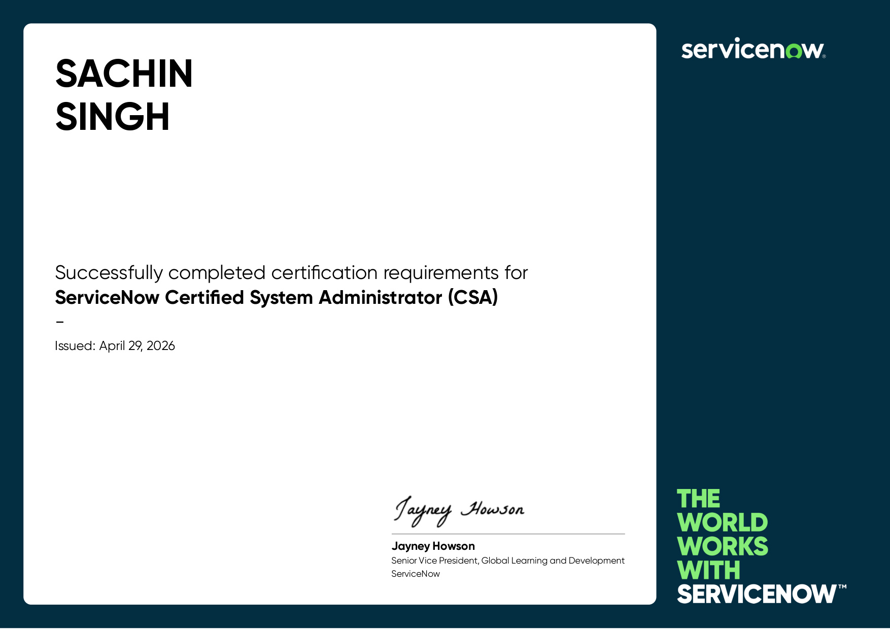 ServiceNow Certified System Administrator (CSA)
